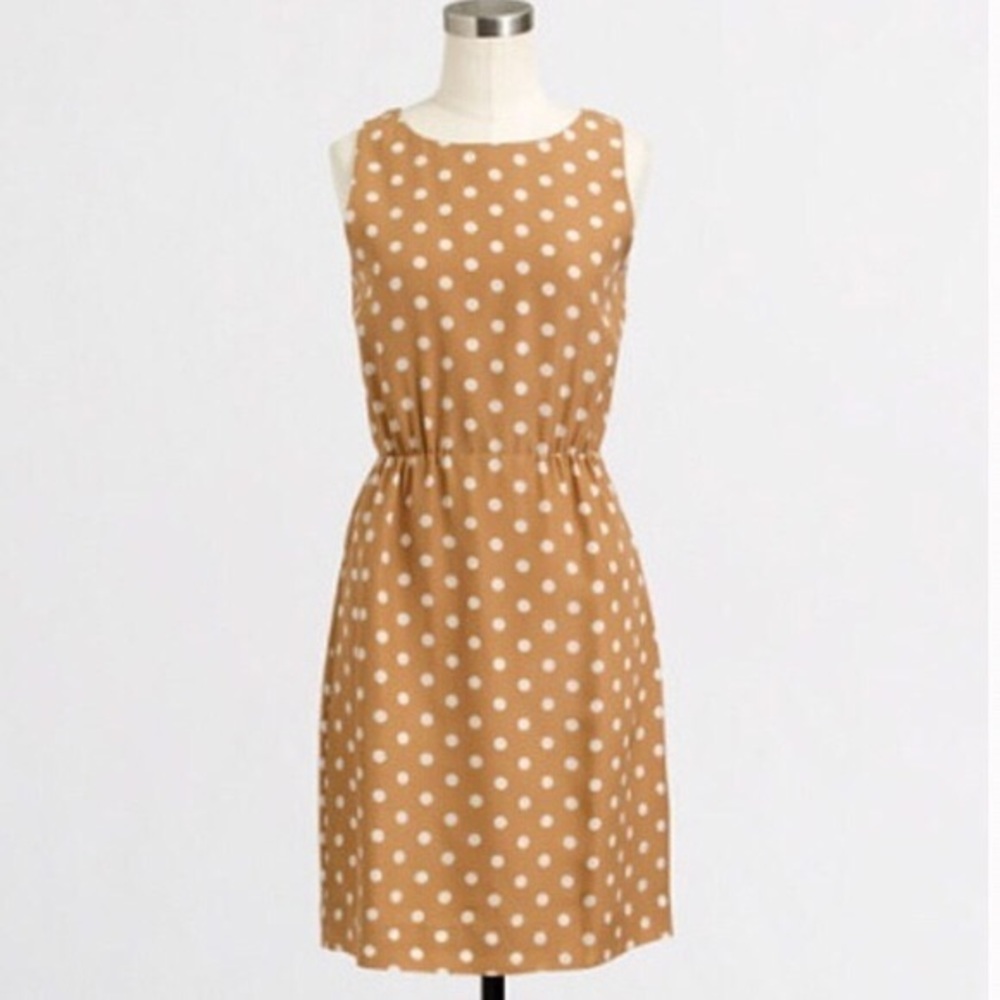 J.Crew Factory tan & white polka dot dress